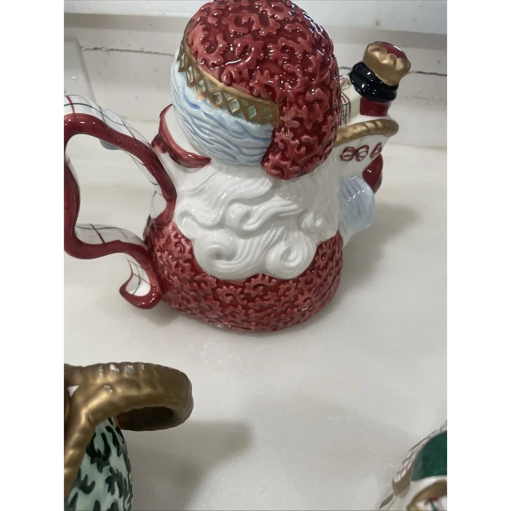 Full Set Avon St Nicholas Teapot Old World Santa Christmas Figural Porcelain Lid